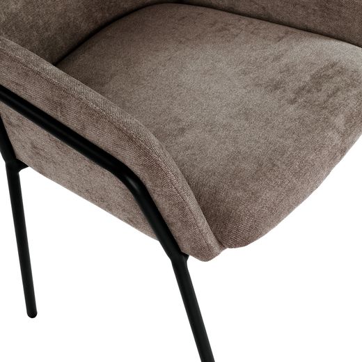 Chaise en tissu et métal couleur moka et noir, 65 x 61 x 84 cm | Aslin