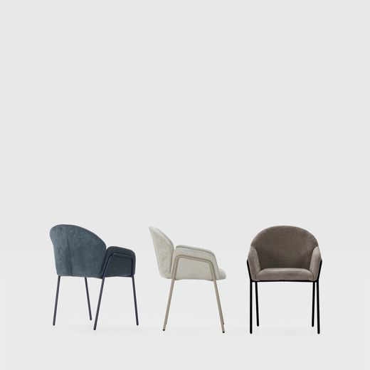 Chaise en tissu et métal couleur moka et noir, 65 x 61 x 84 cm | Aslin