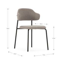 Taupe fabric and metal chair, 51 x 53 x 78 cm | Adriel