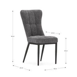 Fabric and metal chair in grey, 49 x 63 x 98 cm | Damon
