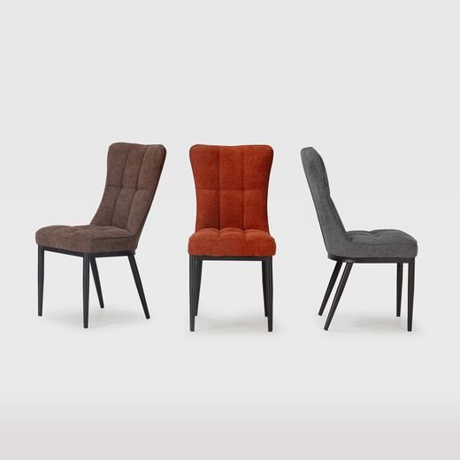 Fabric and metal chair in grey, 49 x 63 x 98 cm | Damon