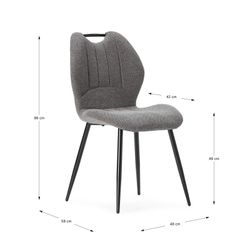 Fabric and metal chair in anthracite grey, 48 x 58 x 86 cm | Muli