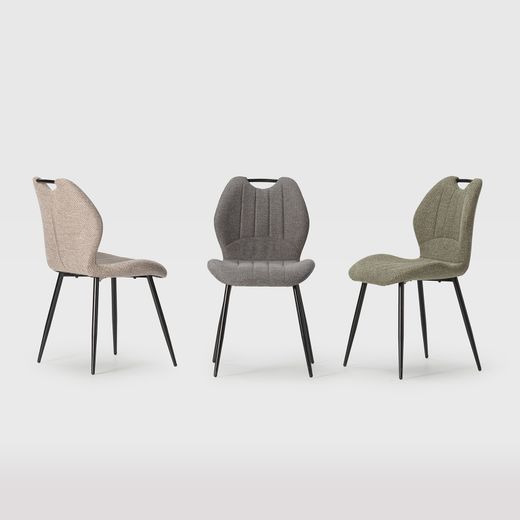 Fabric and metal chair in anthracite grey, 48 x 58 x 86 cm | Muli