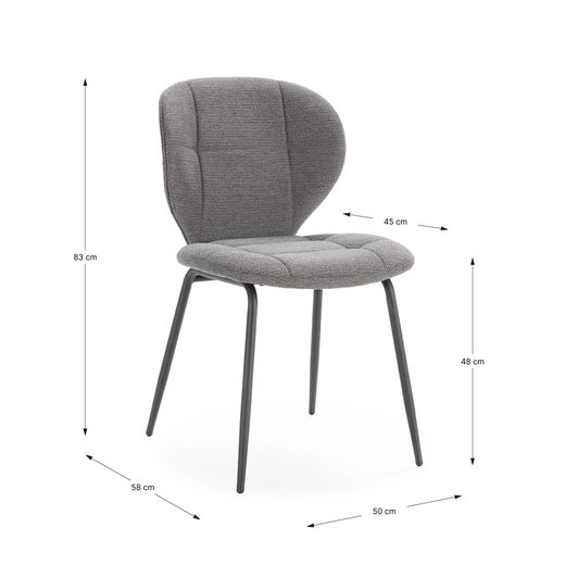 Fabric and metal chair in anthracite grey, 50 x 58 x 83 cm | Maori