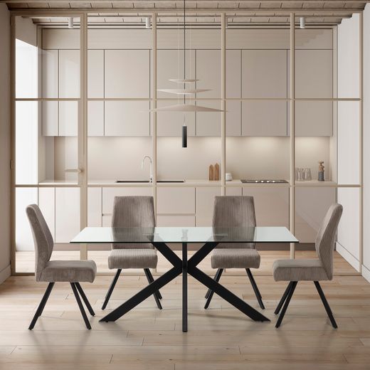 Fabric and metal chair in light gray, 59 x 53 x 98 cm | Anibal