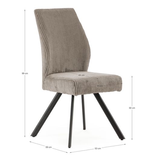 Fabric and metal chair in light gray, 59 x 53 x 98 cm | Anibal