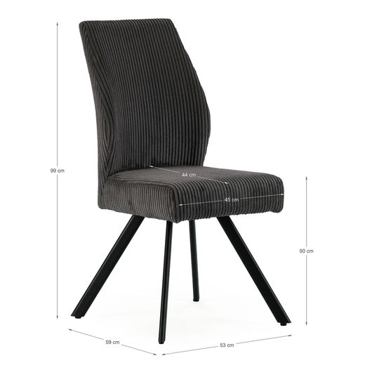 Dark gray fabric and metal chair, 59 x 53 x 98 cm | Anibal