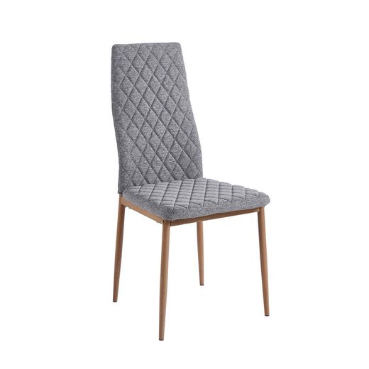 Silla de tejido y metal en gris y roble, 43 x 44 x 98 cm | Anita