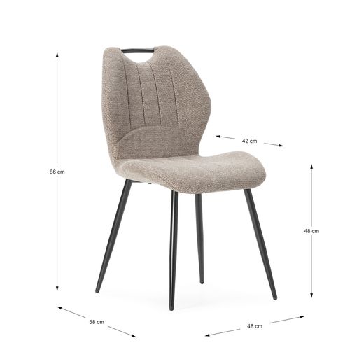 Krzesło z tkaniny i metalu w kolorze brązowym, 48 x 58 x 86 cm | Muli