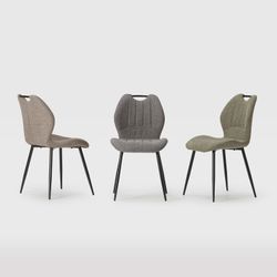 Krzesło z tkaniny i metalu w kolorze brązowym, 48 x 58 x 86 cm | Muli