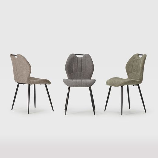 Krzesło z tkaniny i metalu w kolorze brązowym, 48 x 58 x 86 cm | Muli