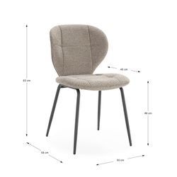 Fabric and metal chair in brown, 50 x 58 x 83 cm | Maori