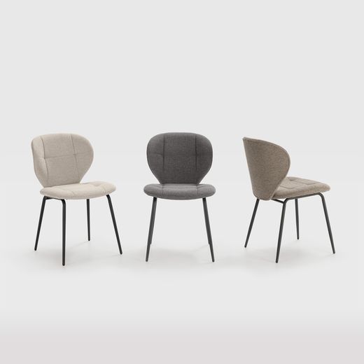 Fabric and metal chair in brown, 50 x 58 x 83 cm | Maori