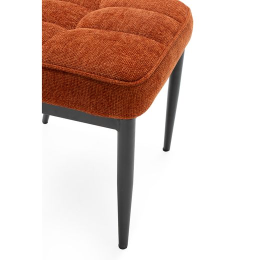 Stuhl aus terrakottafarbenem Stoff und Metall, 49 x 63 x 98 cm | Damon