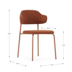 Stuhl aus terrakottafarbenem Stoff und Metall, 51 x 53 x 78 cm | Adriel