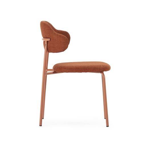 Stuhl aus terrakottafarbenem Stoff und Metall, 51 x 53 x 78 cm | Adriel