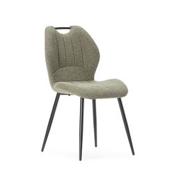 Krzesło z tkaniny i metalu w kolorze zielonym, 48 x 58 x 86 cm | Muli