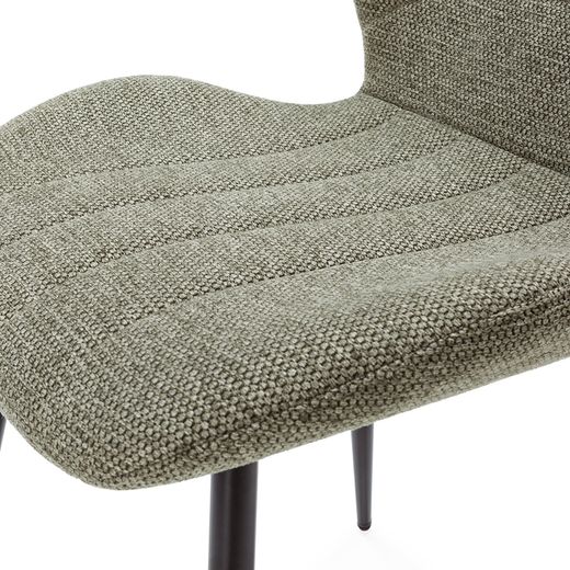 Krzesło z tkaniny i metalu w kolorze zielonym, 48 x 58 x 86 cm | Muli