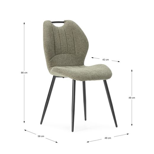 Krzesło z tkaniny i metalu w kolorze zielonym, 48 x 58 x 86 cm | Muli