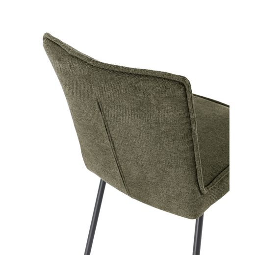 Fabric and metal chair in green, 49.5 x 60 x 84 cm | Vesta