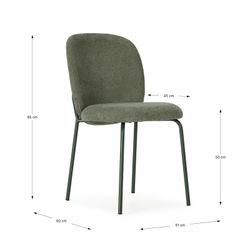 Fabric and metal chair in green, 51 x 60 x 85 cm | Daia