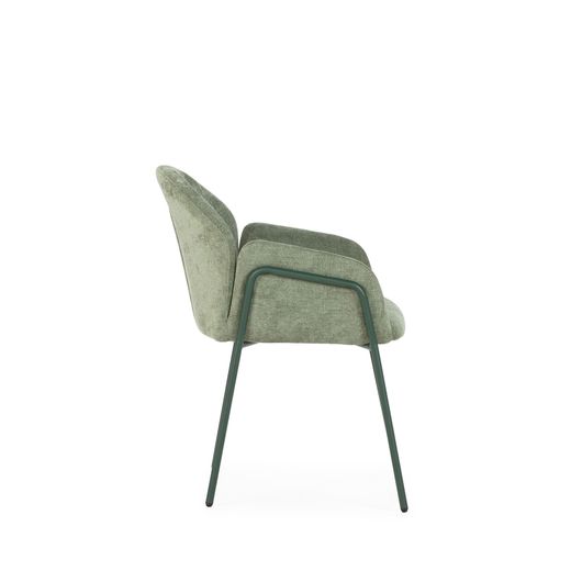 Fabric and metal chair in green, 65 x 61 x 84 cm | Aslin