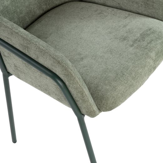 Fabric and metal chair in green, 65 x 61 x 84 cm | Aslin
