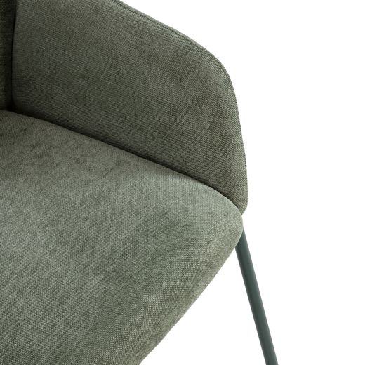 Fabric and metal chair in green, 65 x 61 x 84 cm | Aslin