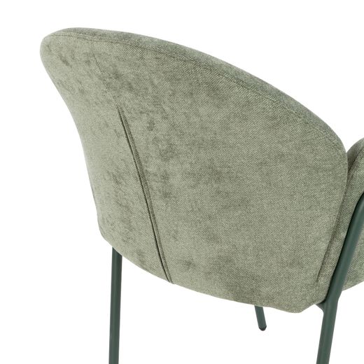 Fabric and metal chair in green, 65 x 61 x 84 cm | Aslin