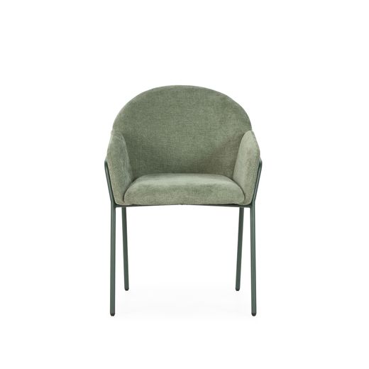 Fabric and metal chair in green, 65 x 61 x 84 cm | Aslin