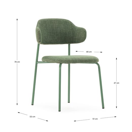 Cadeira em tecido e metal na cor verde-oliva, 51 x 53 x 78 cm | Adriel
