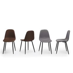 Sedia in tessuto e metallo grigio/nero, 44,5 x 54,5 x 84 cm | Sala