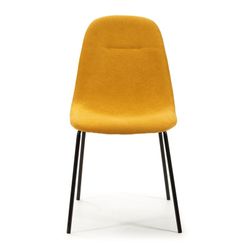 Krzesło z żółtej tkaniny i metalowe nogi, 45 x 54 x 45/85 cm