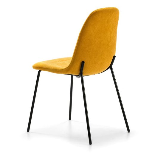 Krzesło z żółtej tkaniny i metalowe nogi, 45 x 54 x 45/85 cm