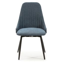 Fabric and metal chair in blue and black, 50 x 54 x 90 cm | Elma