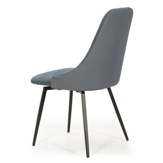 Fabric and metal chair in blue and black, 50 x 54 x 90 cm | Elma