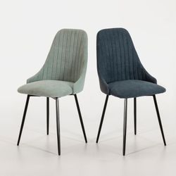 Fabric and metal chair in blue and black, 50 x 54 x 90 cm | Elma