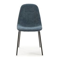 Cadeira de tecido azul e pernas de metal, 45 x 54 x 45/85 cm