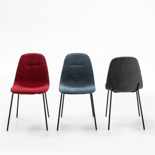 Blue fabric chair and metal legs, 45 x 54 x 45/85 cm