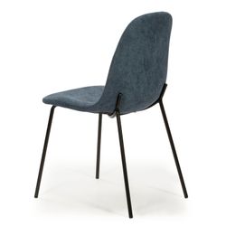 Cadeira de tecido azul e pernas de metal, 45 x 54 x 45/85 cm