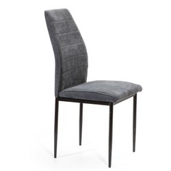 Chaise en tissu gris foncé et pieds en métal, 43 x 45 x 48/98 cm