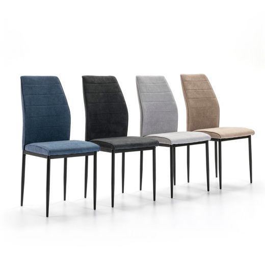 Chaise en tissu gris foncé et pieds en métal, 43 x 45 x 48/98 cm