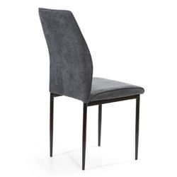 Chaise en tissu gris foncé et pieds en métal, 43 x 45 x 48/98 cm