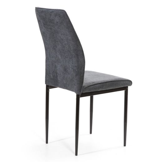 Chaise en tissu gris foncé et pieds en métal, 43 x 45 x 48/98 cm