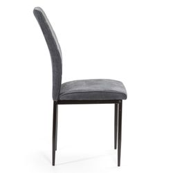 Chaise en tissu gris foncé et pieds en métal, 43 x 45 x 48/98 cm