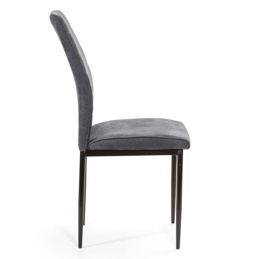 Chaise en tissu gris foncé et pieds en métal, 43 x 45 x 48/98 cm