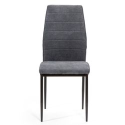 Chaise en tissu gris foncé et pieds en métal, 43 x 45 x 48/98 cm