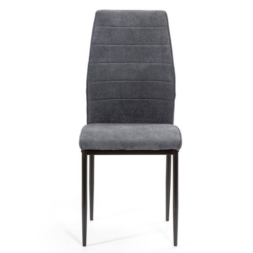 Chaise en tissu gris foncé et pieds en métal, 43 x 45 x 48/98 cm
