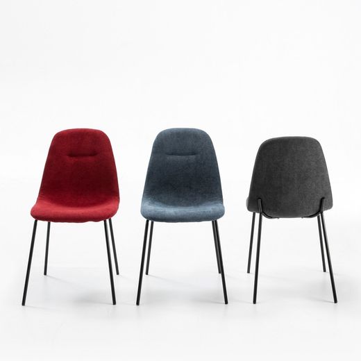 Gray fabric chair and metal legs, 45 x 54 x 45/85 cm