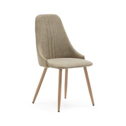 Fabric and metal chair in beige and natural, 50 x 57 x 91 cm | seoul